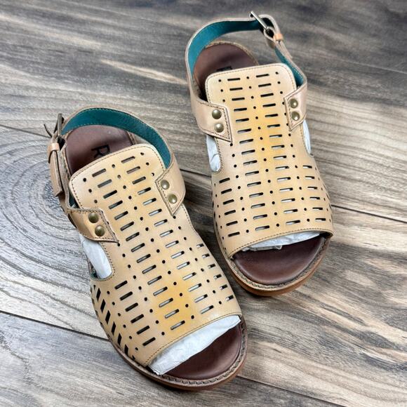 NIB ROAN BY BED STU Ballad II Leather Sandals Oats Slingback - Picture 2 of 9